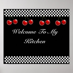 Chequerboard Cherries Kitchen Print