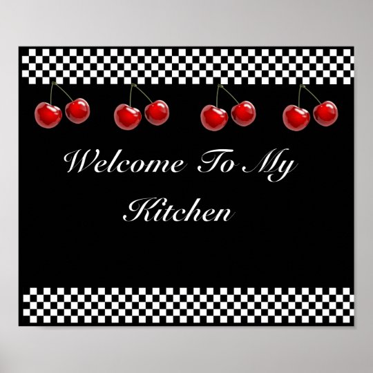 Chequerboard Cherries Kitchen Print