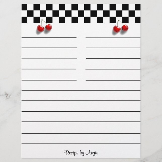 Chequerboard Cherries Recipe Paper 8.5 x 11 (Front)