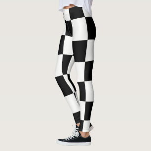 Chequerboard ~ Chess~ Square Design Black & White* Leggings