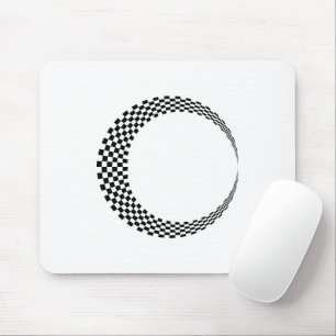 Chequerboard Crescent Moon Black and White Mouse Pad