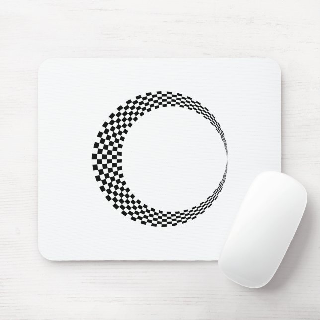 Chequerboard Crescent Moon Black and White Mouse Pad (With Mouse)