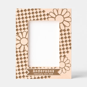 Chequerboard Daisy Personalized Etched Frames