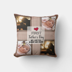 Chequerboard First Father's Day 2 Photo Throw Pillow
