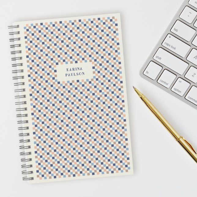 Chequerboard Frame Spiral-Bound Notebook - Navy (Creator Uploaded)