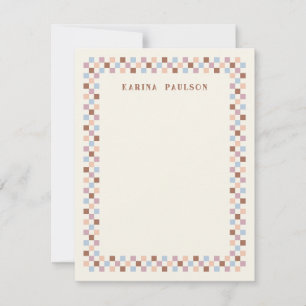 Chequerboard Frame Stationery Note Card - Brown