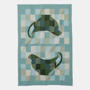 Chequerboard Gravy Boat Towel (teal)