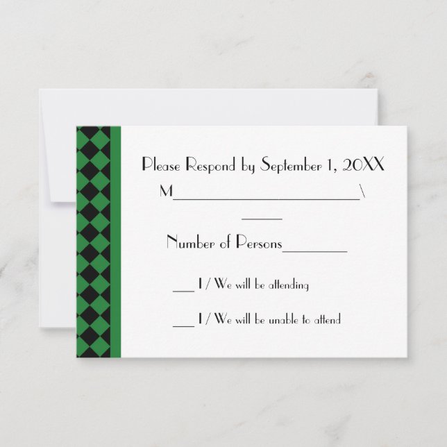 ChequerBoard (Green/Black) RSVP Card (Front)