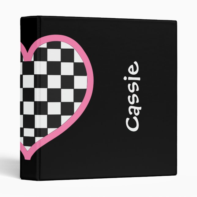 Chequerboard Heart Personalized Back to School Binder (Front/Spine)