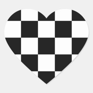 "Chequerboard" Heart Shaped Stickers