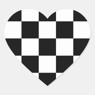 "Chequerboard" Heart Shaped Stickers