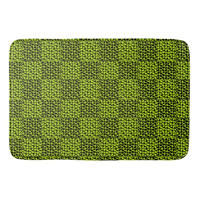 Chequerboard hearts pattern in Lime Green Bath Mat (Front)