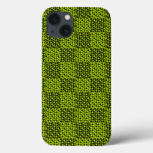 Chequerboard hearts pattern in Lime Green iPhone 13 Case