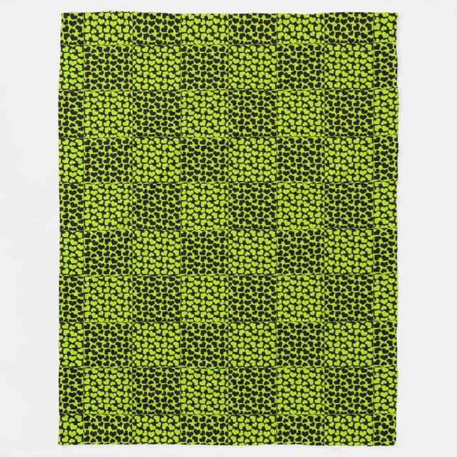 Chequerboard hearts pattern in Lime Green Fleece Blanket (Front)