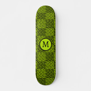 Chequerboard hearts pattern in Lime Green Skateboard