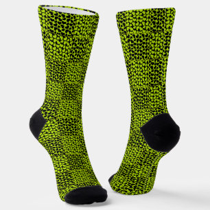 Chequerboard hearts pattern in Lime Green Socks