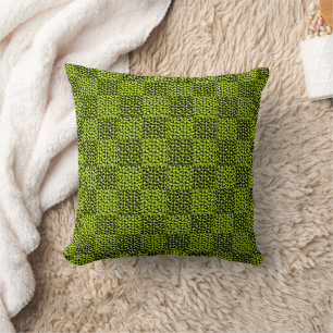 Chequerboard hearts pattern in Lime Green Throw Pillow