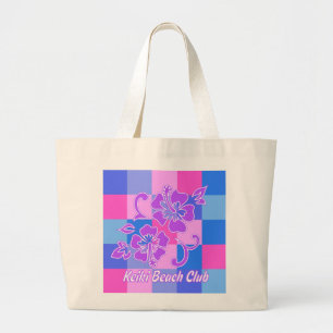 Chequerboard Hibiscus Beach Bags