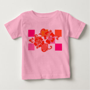 Chequerboard Hibiscus Hawaiian Floral Baby T-Shirt