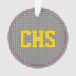 Chequerboard INITIALS School Colours Sports Team Ornament