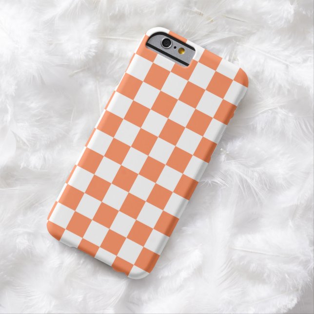 Chequerboard iPhone 6 case in Nectarine Orange (In Situ)