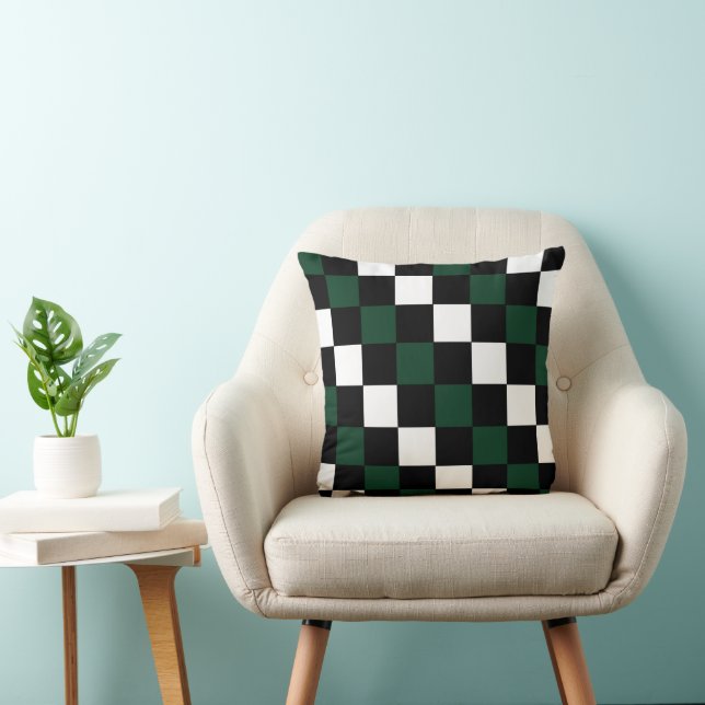 Chequerboard Modern Preppy Checkers Throw Pillow (Chair)
