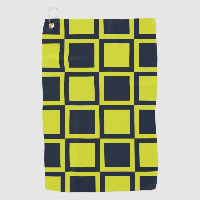 Chequerboard Navy Blue Green Chequerboard  Golf Towel (Front)
