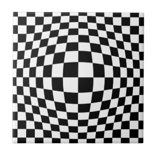 Chequerboard optical illusion tile