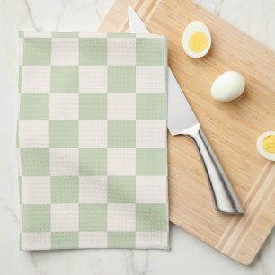 Chequerboard Pastel Green Chequered Sage Check Kitchen Towel