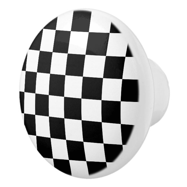 Chequerboard pattern black and white ceramic knob (Right)