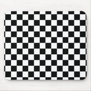 Chequerboard pattern black and white mouse pad