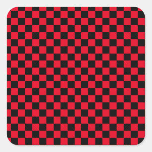 Chequerboard pattern black red square sticker