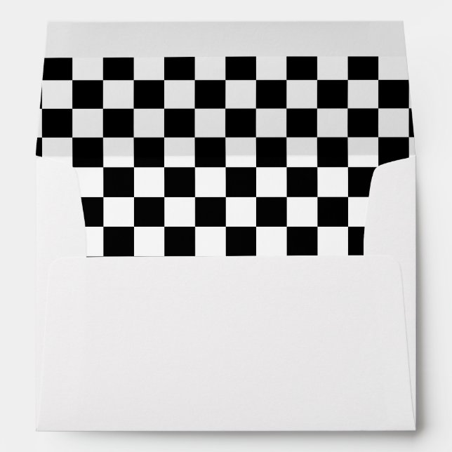 Chequerboard Pattern Black & White Return Address Envelope (Back (Bottom))