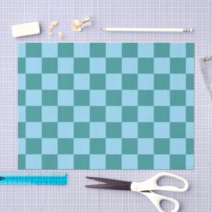 Chequerboard Pattern Green & Blue Tissue Paper