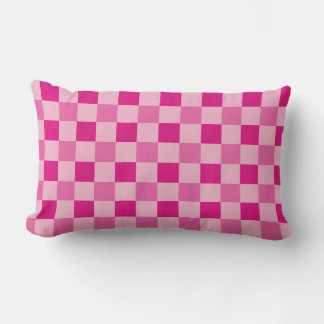 Chequerboard Pattern Hot Pink Lumbar Pillow
