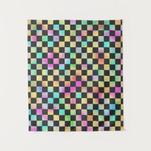Chequerboard Pattern In 80's Colours Tapestry