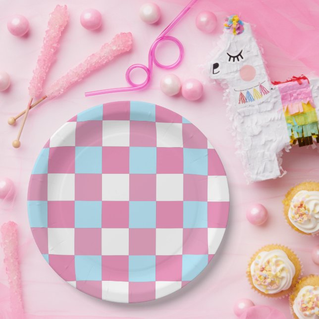 Chequerboard Pattern Paper Plate (Party)