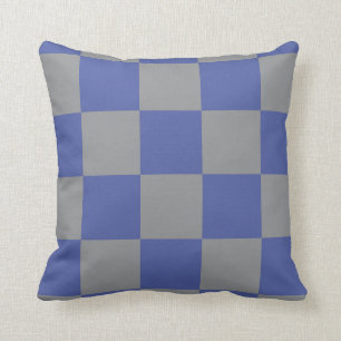 Chequerboard Pattern Periwinkle Blue Grey Modern Throw Pillow