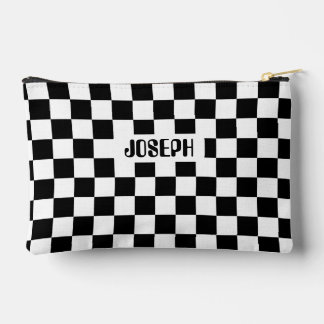 Chequerboard Personalized Name Pencil Case Accessory Pouch