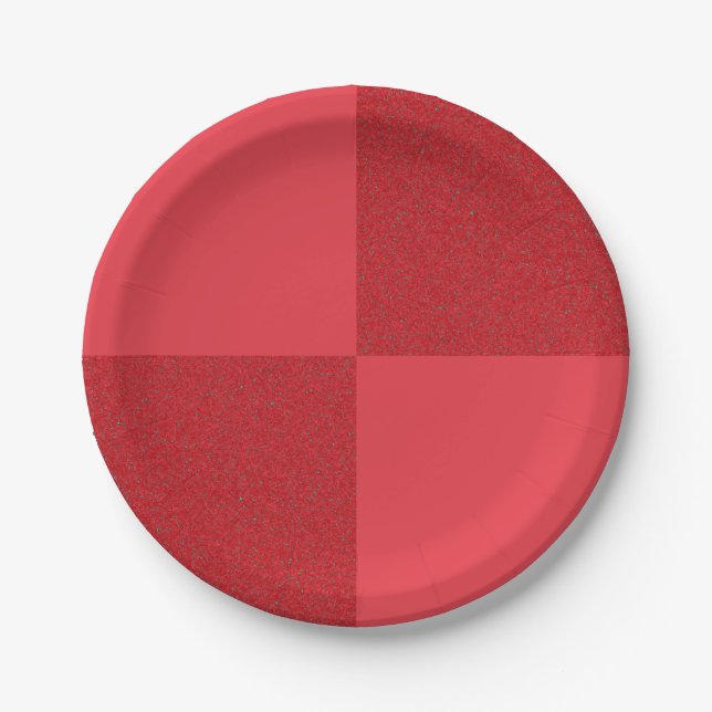 Chequerboard Red Party Plate Design – Customizable (Front)