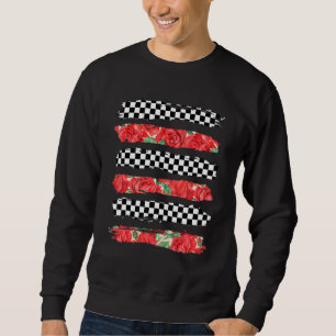 Chequerboard Rose Chequered Stripes Sweatshirt