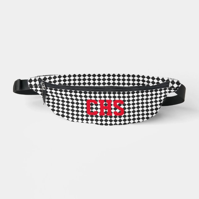 Chequerboard School Initials Team Colours Fun Fanny Pack (Front)