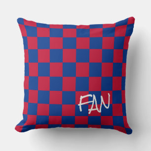 Chequerboard Sports FAN Blue Red Team School Fun Throw Pillow