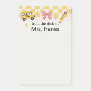 Chequerboard Teacher Personalized Post-It Notes