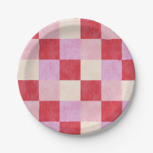chequerboard valentine plaid red pink cream preppy