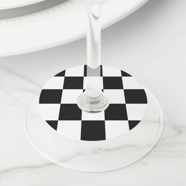 Chequerboard Wine Glass Tag (Close Up)