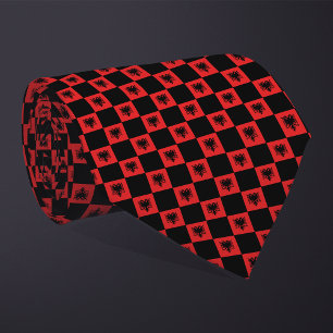 Chequered Albania Flag Pattern  Tie