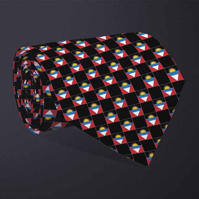 Chequered Antigua and Barbuda Flag Pattern  Tie (Creator Uploaded)