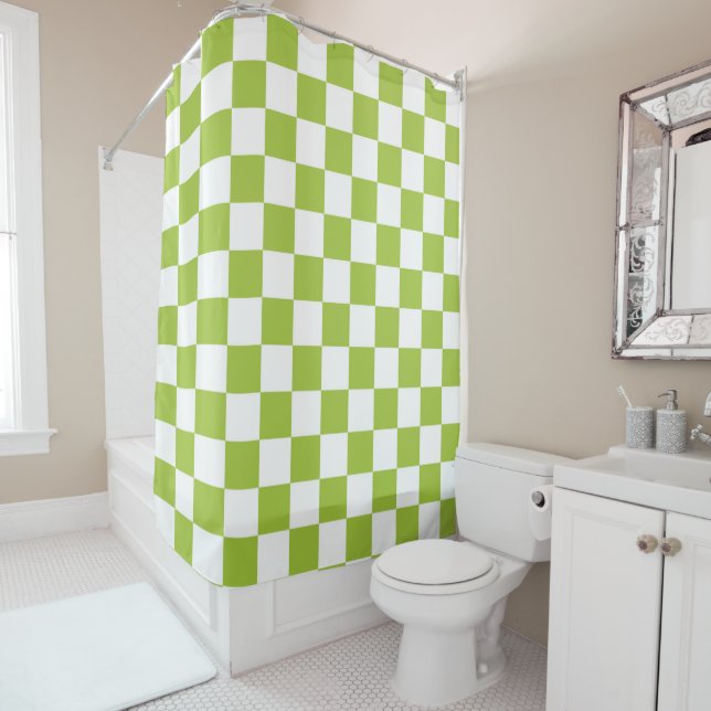 Chequered Apple Green and White (In Situ)