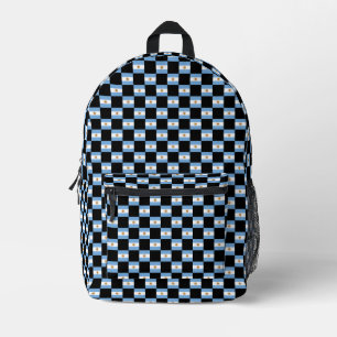 Chequered Argentina Flag Pattern  Printed Backpack